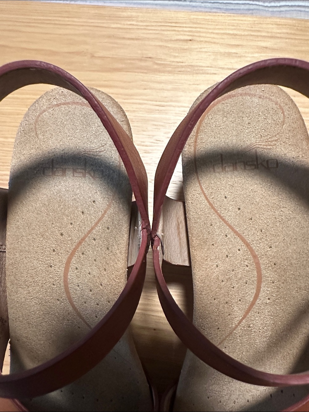 Dansko Brown Leather Wedge Sandals with Ankle Strap - Picture 11 of 13